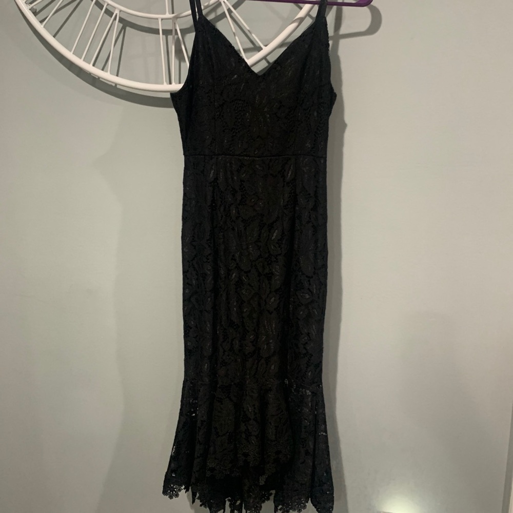 Black lace midi dress